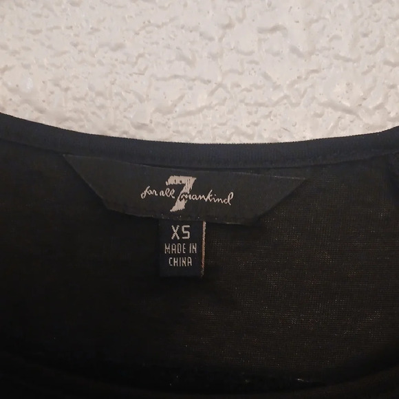 Make Offer 7 For All Mankind Black Fitted Blouse with Sheer Sleeves - Picture 2 of 3